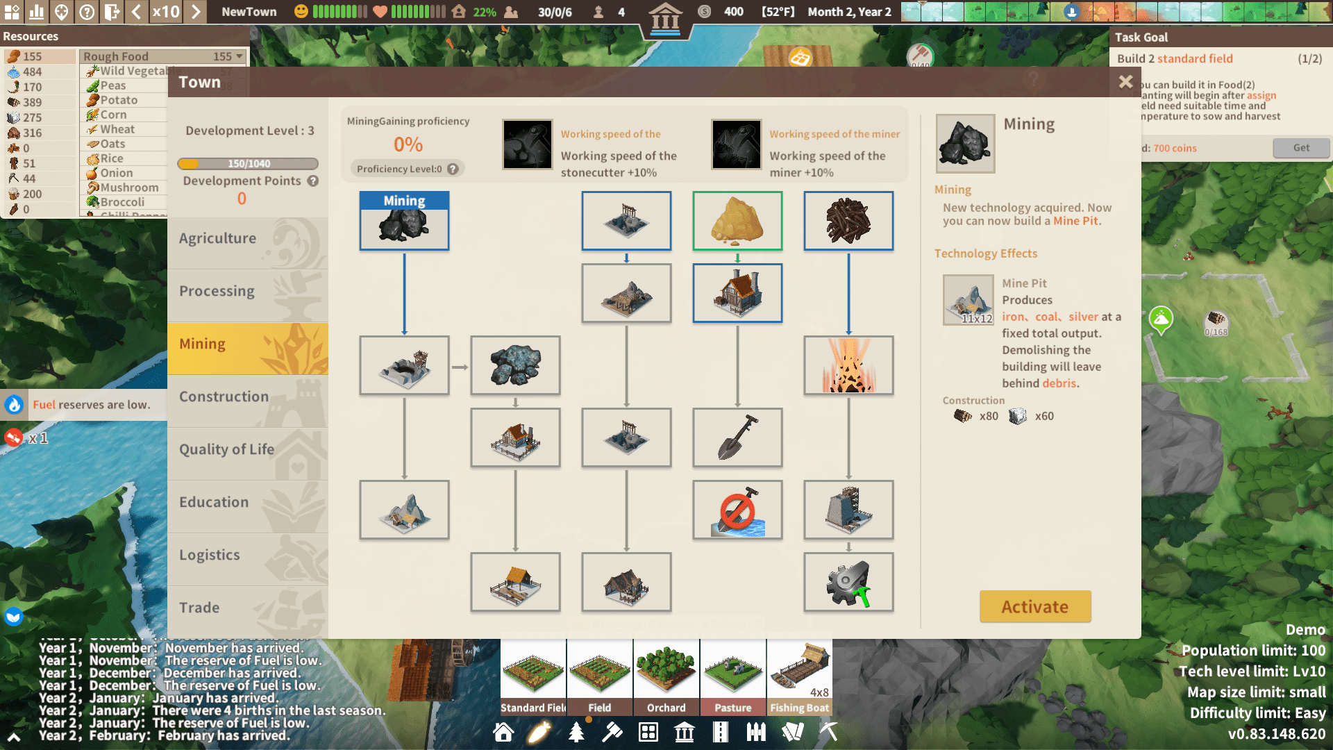 Settlement Survival development screen
