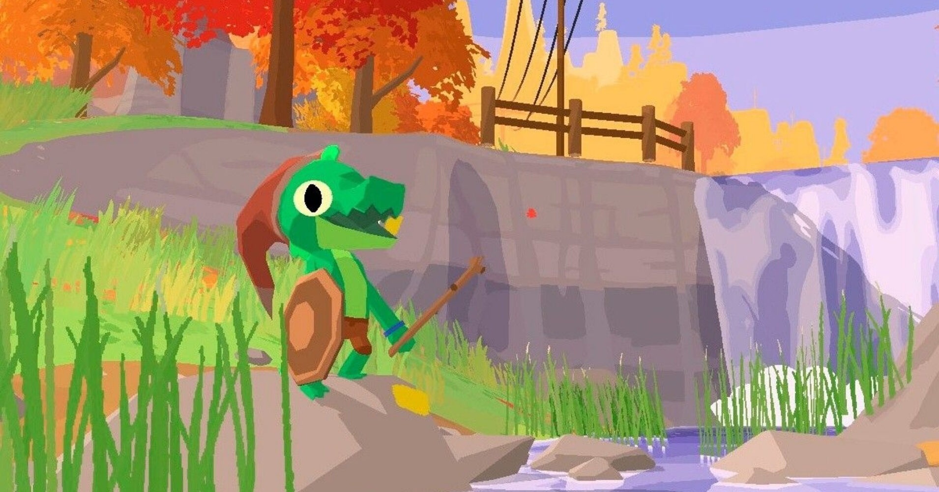 Lil Gator Game main character with hat sword and shield